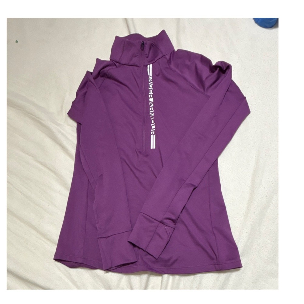 Under Armour Women's Purple 1/4 Zip Mock Neck Stretch Pullover Top Size S